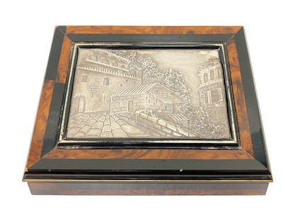 上海拍卖行2025年秋季古董珍玩拍卖会 - 20世纪中期意大利雕立体银面场景首饰盒