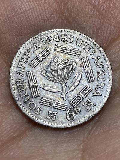 2026年第八场(总第一百七十七场）外国好品散币场(免佣金) - 英属南非1945年6便士银币(乔治六世第一版，800高银)