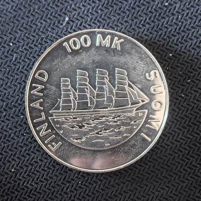 道一币馆币章第一百六十三场 - 芬兰1991年奥兰省自治70周年100马克银币  24g   925s
