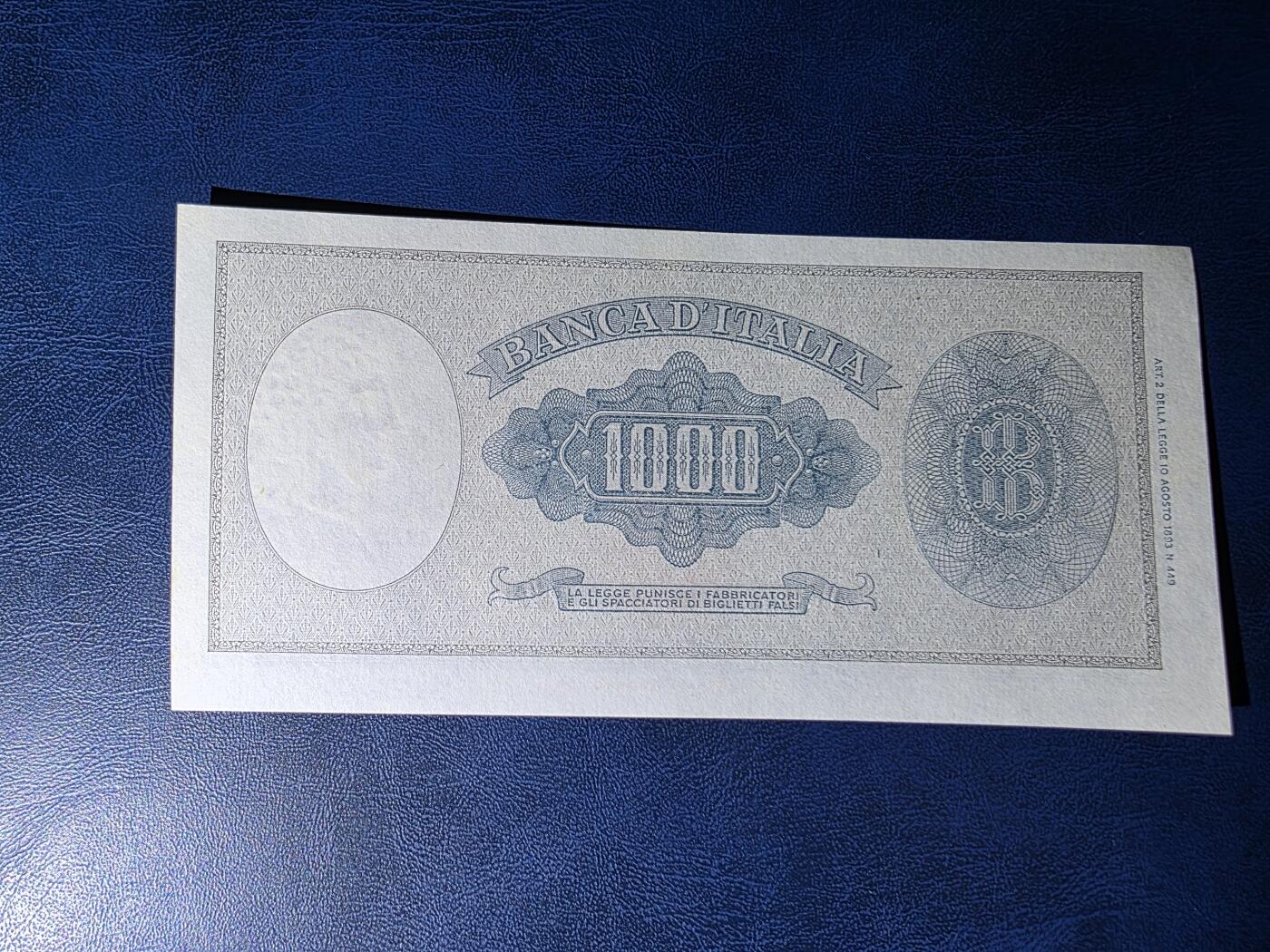 叁拾收藏第34期 意大利1947年1000里拉  UNC