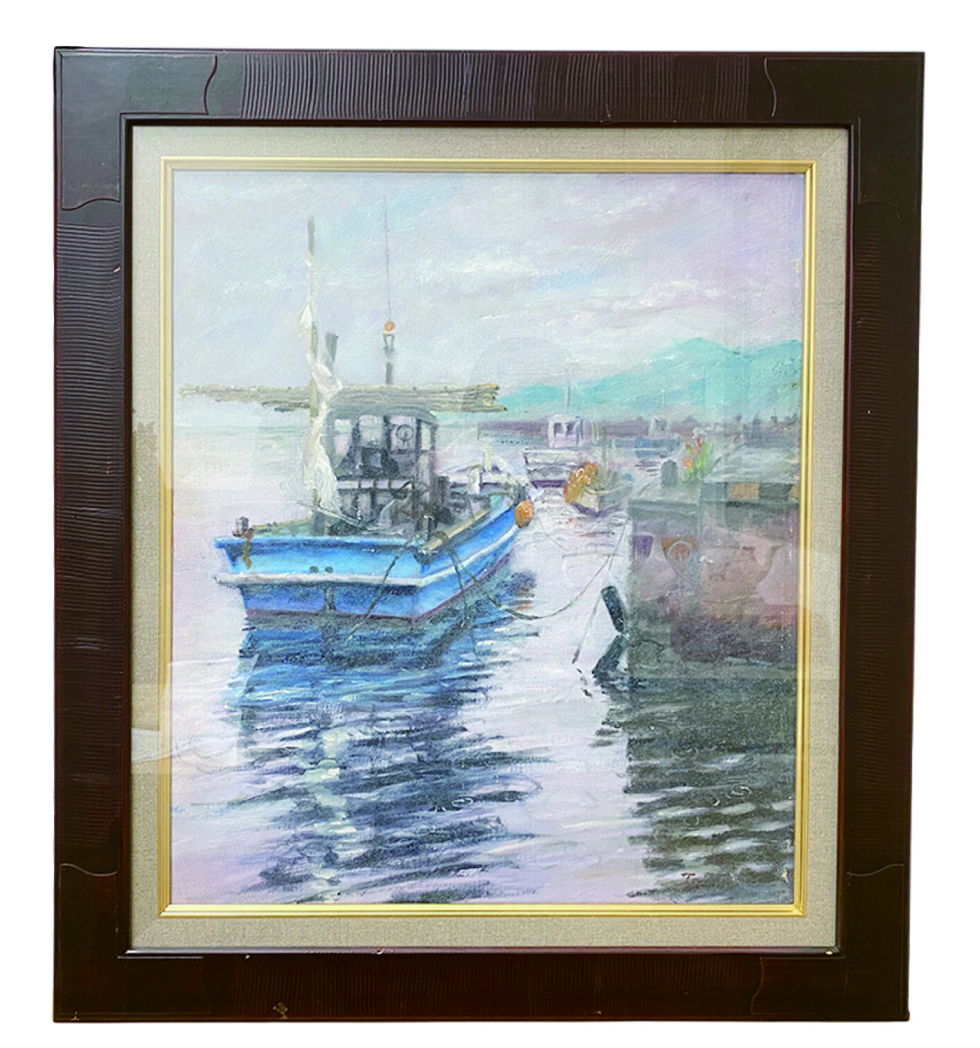 上海拍卖行2025年秋季古董珍玩拍卖会 日本写实主义名家油画作品《港》(60×67.5cm)