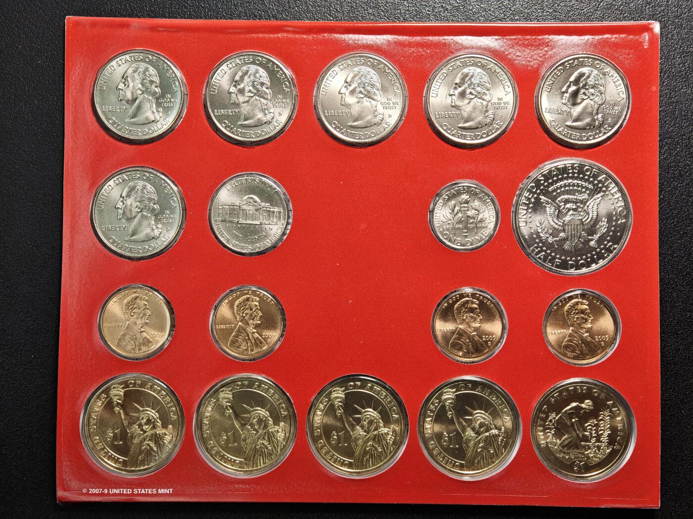 【德藏】世界币章拍卖第162期（拍品征集中~欢迎藏友联系） 2009年 美国丹佛造币厂硬币18枚装帧套装