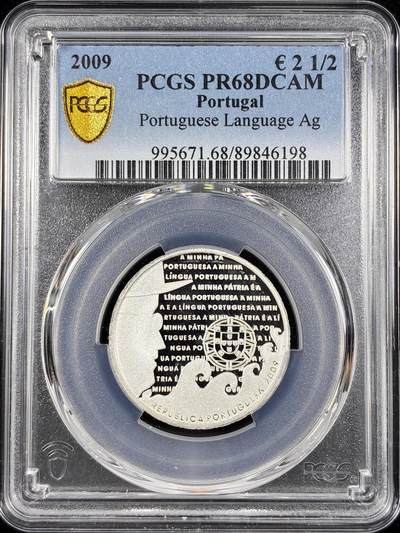 【雨安】【直播拍卖】【第0124期-评级币章】2026-01-17 周六 19:30 - [评级欧元] Portugal 欧元 葡萄牙 2.5欧元 2009年 葡萄牙语 PCGS-PR68DCAM 精制币