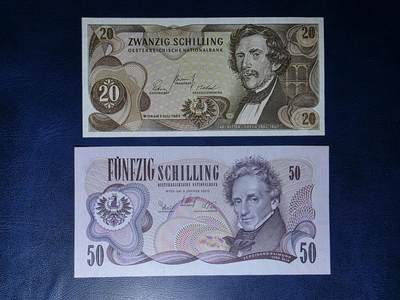 叁拾收藏第34期 - 奥地利倒三版 小面值2张  UNC