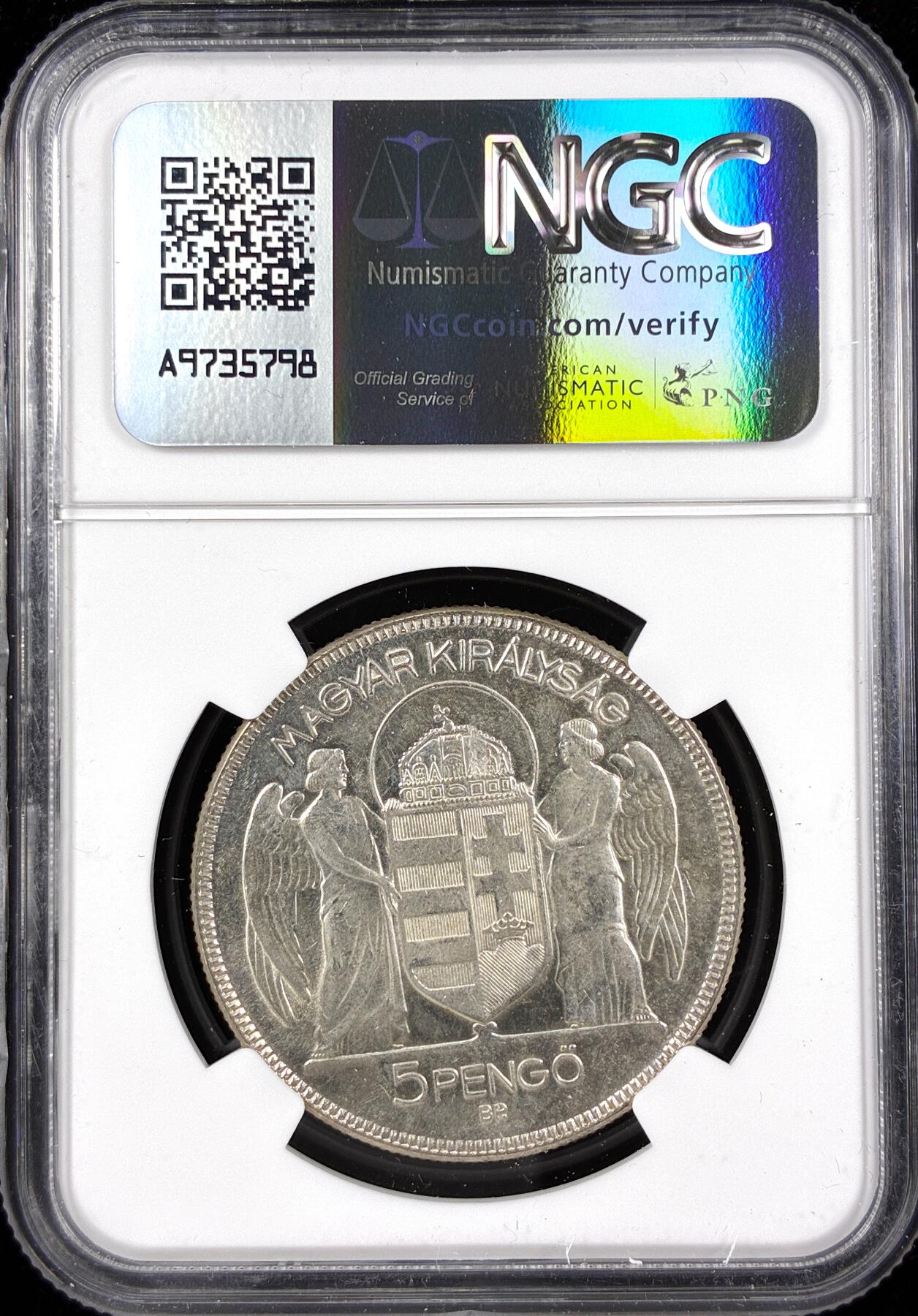 【雨安】【直播拍卖】【第0124期-评级币章】2026-01-17 周六 19:30 [评级欧洲] Hungary 匈牙利 5克朗 1930年 霍尔蒂海军上将  NGC-UNC