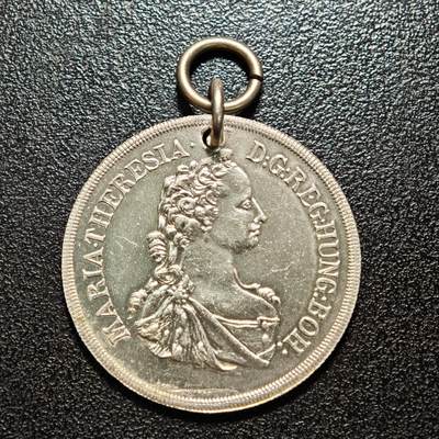 【德藏】世界币章拍卖第162期（拍品征集中~欢迎藏友联系） - 1760年(后铸) 奥地利玛丽亚·特雷西亚金属吊坠 直径约：33.4mm；重约：9.7g