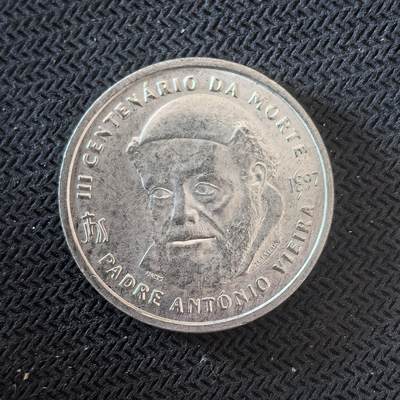 道一币馆币章第一百六十三场 - 葡萄牙1997年安东尼奥·维埃拉神父诞辰100周年500埃斯库多银币  14g 500s