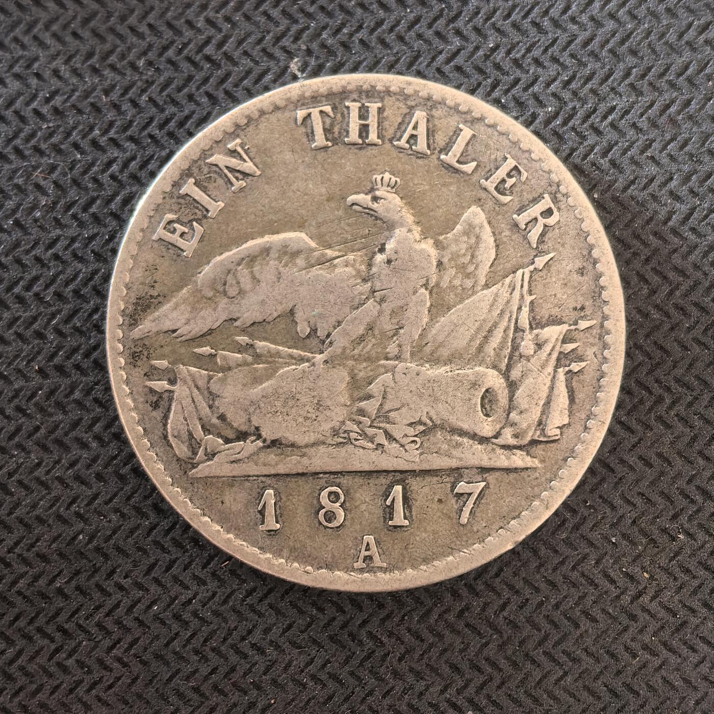 道一币馆币章第一百六十三场 普鲁士德国1817年威廉三世大炮1泰勒银币