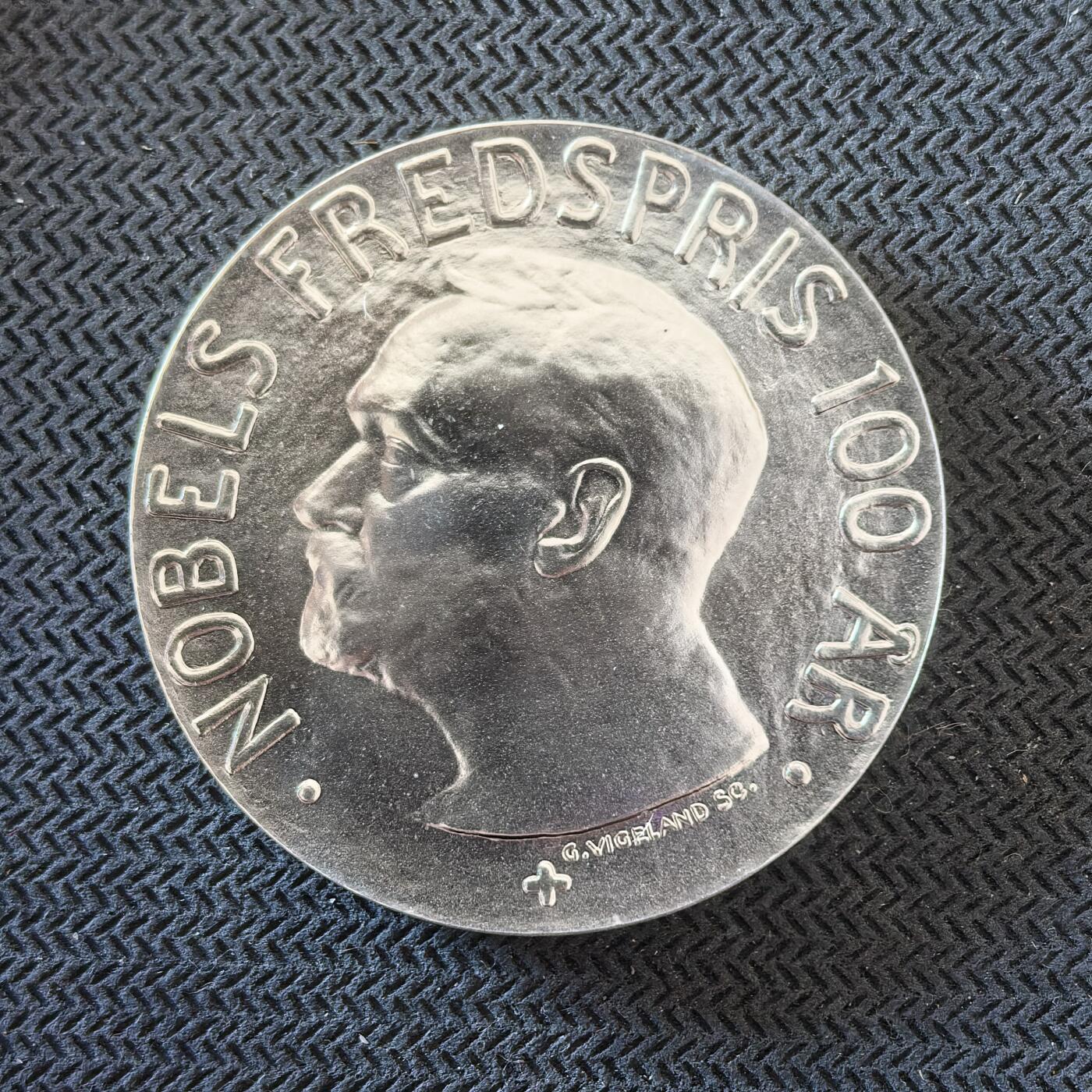 道一币馆币章第一百六十三场 挪威2001年诺贝尔百年100克朗纪念银币  33.6g 925S 50000