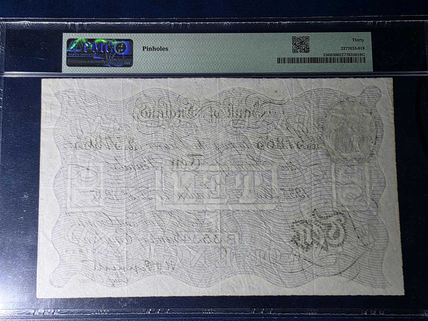 叁拾收藏第34期 英国1935年 德国印 白镑10镑  PMG30