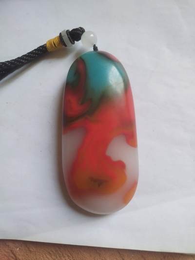 玉石 手镯 手串 手链 - 中国红  七彩玉手把件。