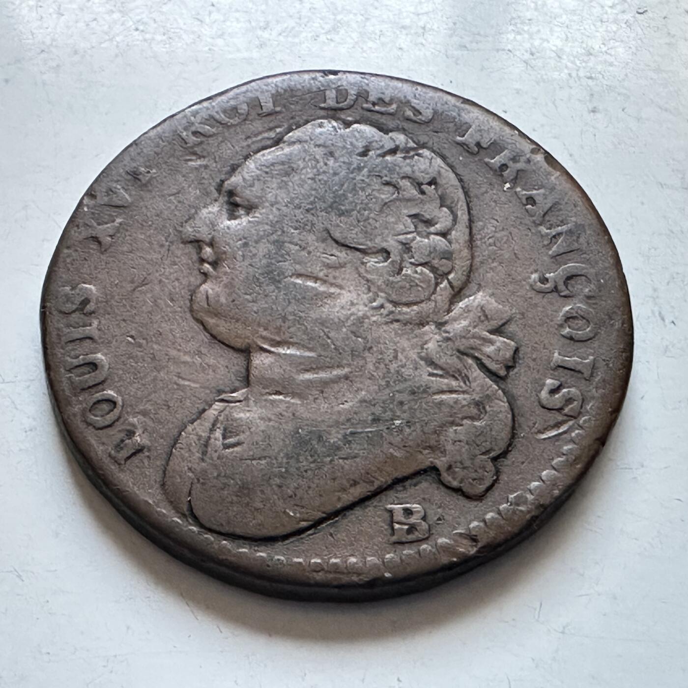 🌹外币初藏🌹🐯2026年第8场  每周二四六晚8️⃣点 接代拍 法国1792年路易十六 一索尔铜币 末年版