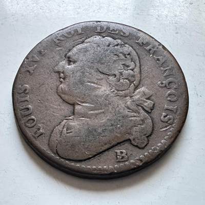 🌹外币初藏🌹🐯2026年第8场  每周二四六晚8️⃣点 接代拍 - 法国1792年路易十六 一索尔铜币 末年版