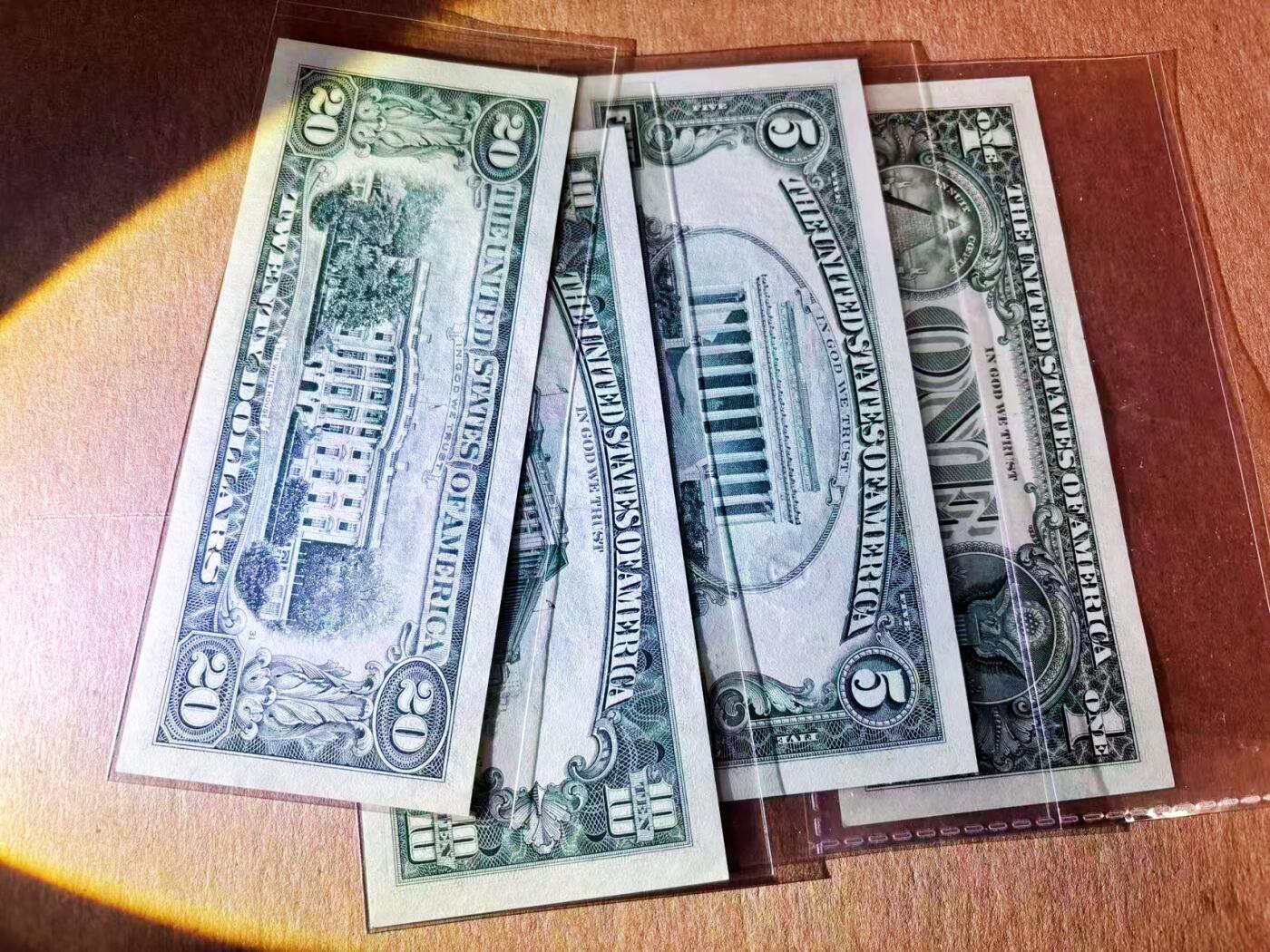 【Blue Auction】世界纸币精拍第776期——18级TOP拍卖/信誉/品质/专业/高效💫 【一组4张】美国 1995年1-20美金 UNC/UNC-