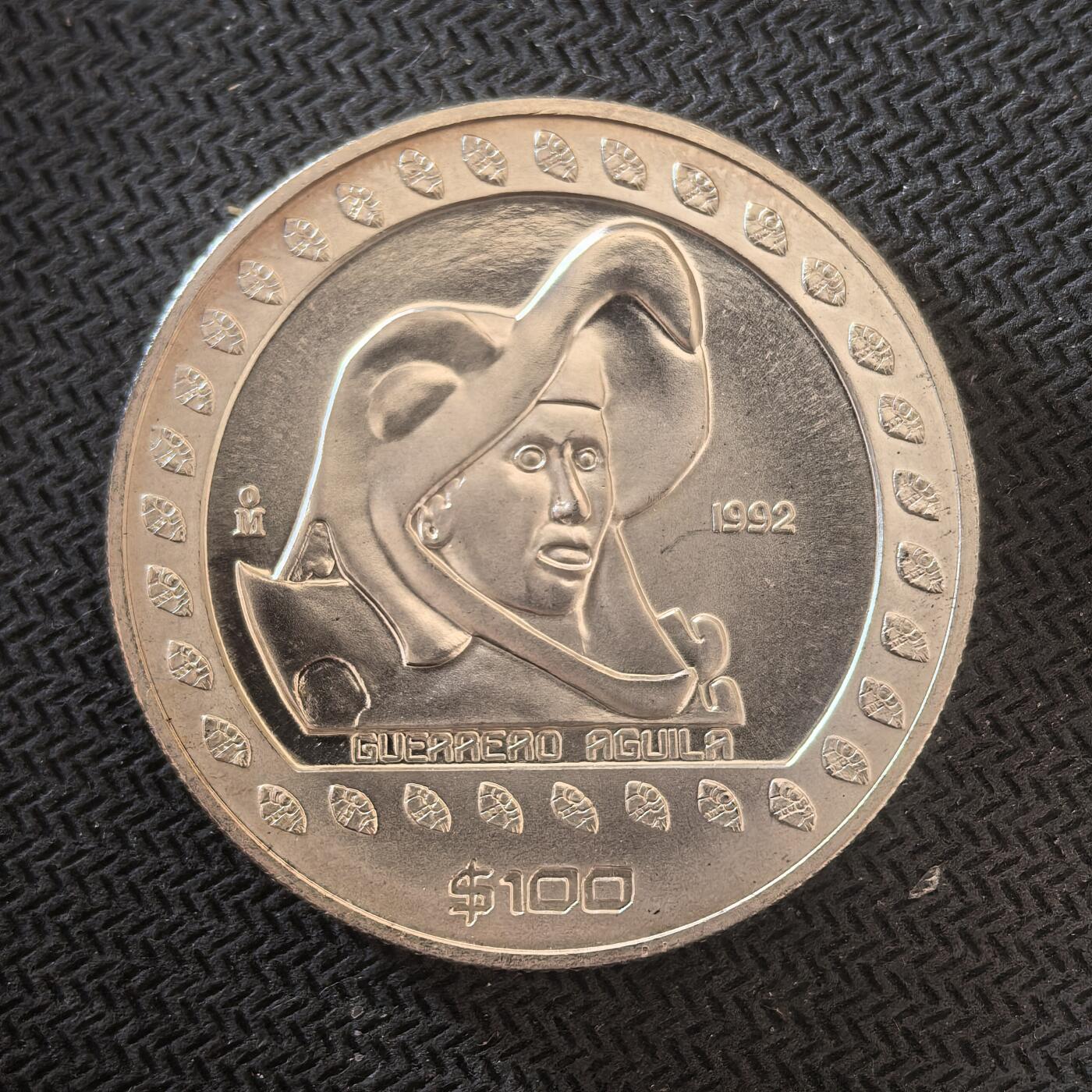 道一币馆币章第一百六十三场 墨西哥1992年玛雅文化系列100比索银币  999S 31.1g
