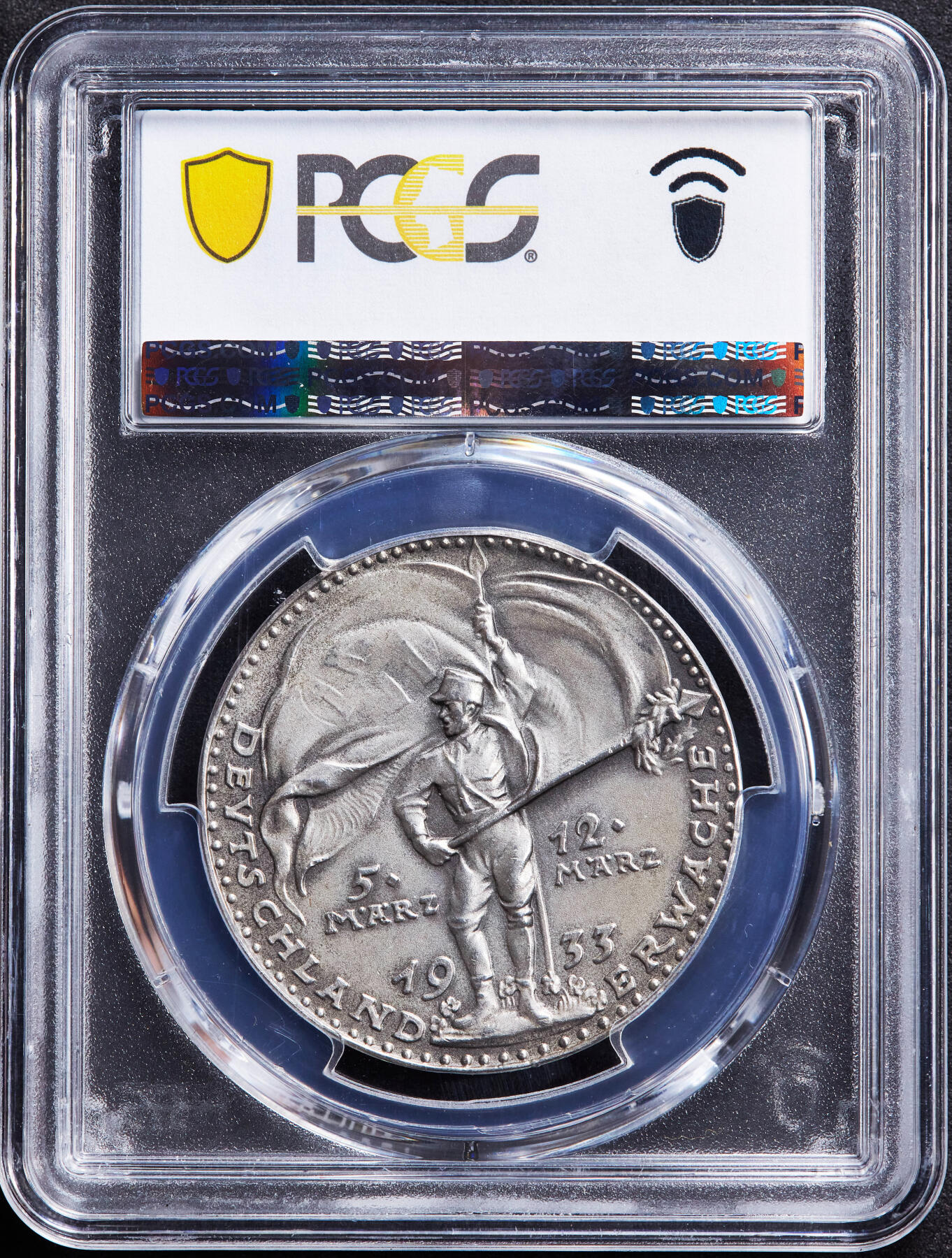 【俄甄集藏】“万象更新、马呈祥瑞”迎新春俄甄精品场-2026年(047)01-21 星期三 晚 19:30 全场包邮 德国第三帝国1933年纪念总理执政、政党选举胜利冲锋队银章，PCGS SP63，卡尔·哥茨名作，稀少品种，原图联系客服或者查询相关官网查看