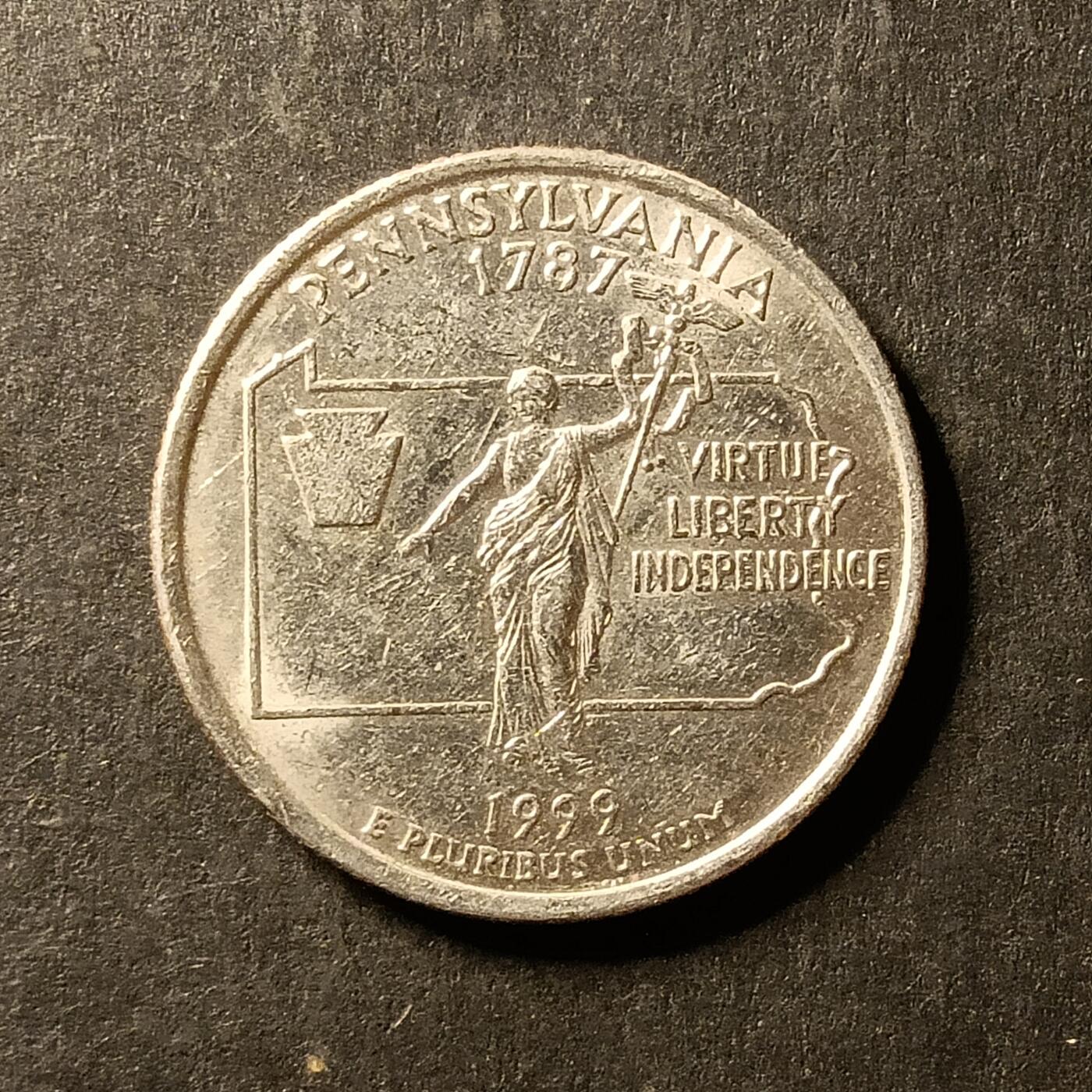 逸泉钱币2026A世界散币纸币纪念币专场A第一场 370 美国25美分宾夕法尼亚州