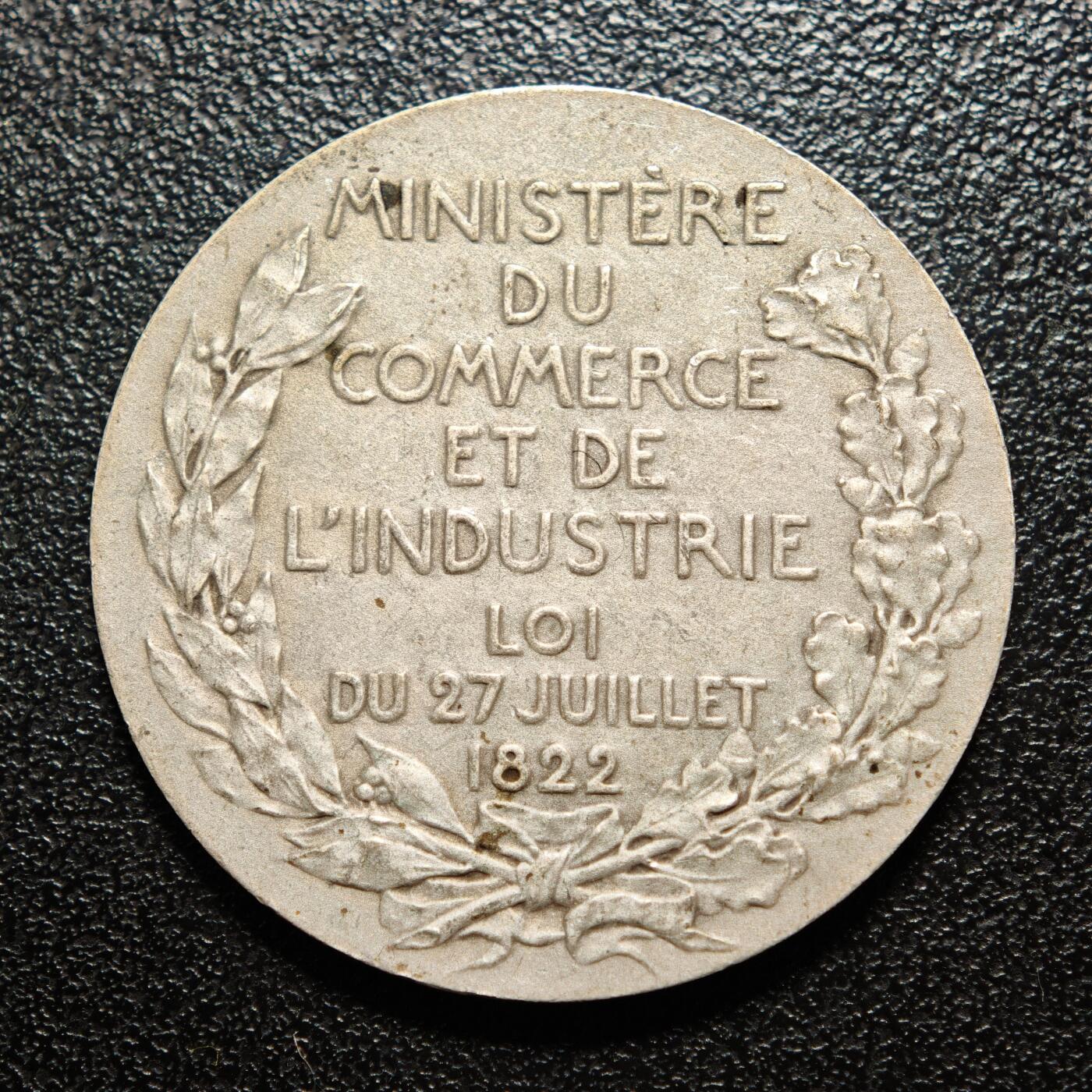 【德藏】世界币章拍卖第162期（拍品征集中~欢迎藏友联系） 1822年 法国商业和工业部专家会议纪念银章代用币 直径约：32.9mm；重约：15.2g