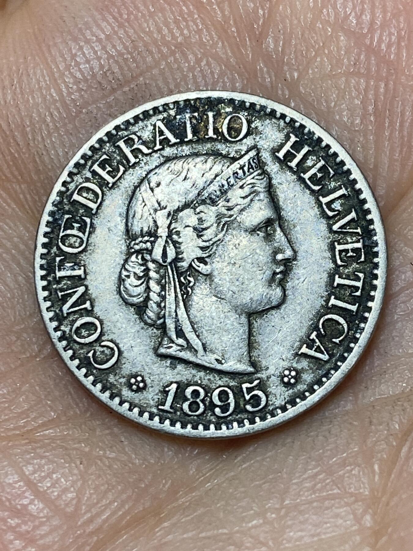 2026年第八场(总第一百七十七场）外国好品散币场(免佣金) 稀少早期年份–瑞士🇨🇭1895年10拉彭(第二版，B标伯尔尼造)