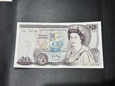 【礼羽收藏】🌏世界钱币拍卖第120期 - 英国D序列20镑尾8全新