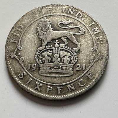 🌹外币初藏🌹🐯2026年第8场  每周二四六晚8️⃣点 接代拍 - 英国1921年6便士银币 2.8克50%银 b