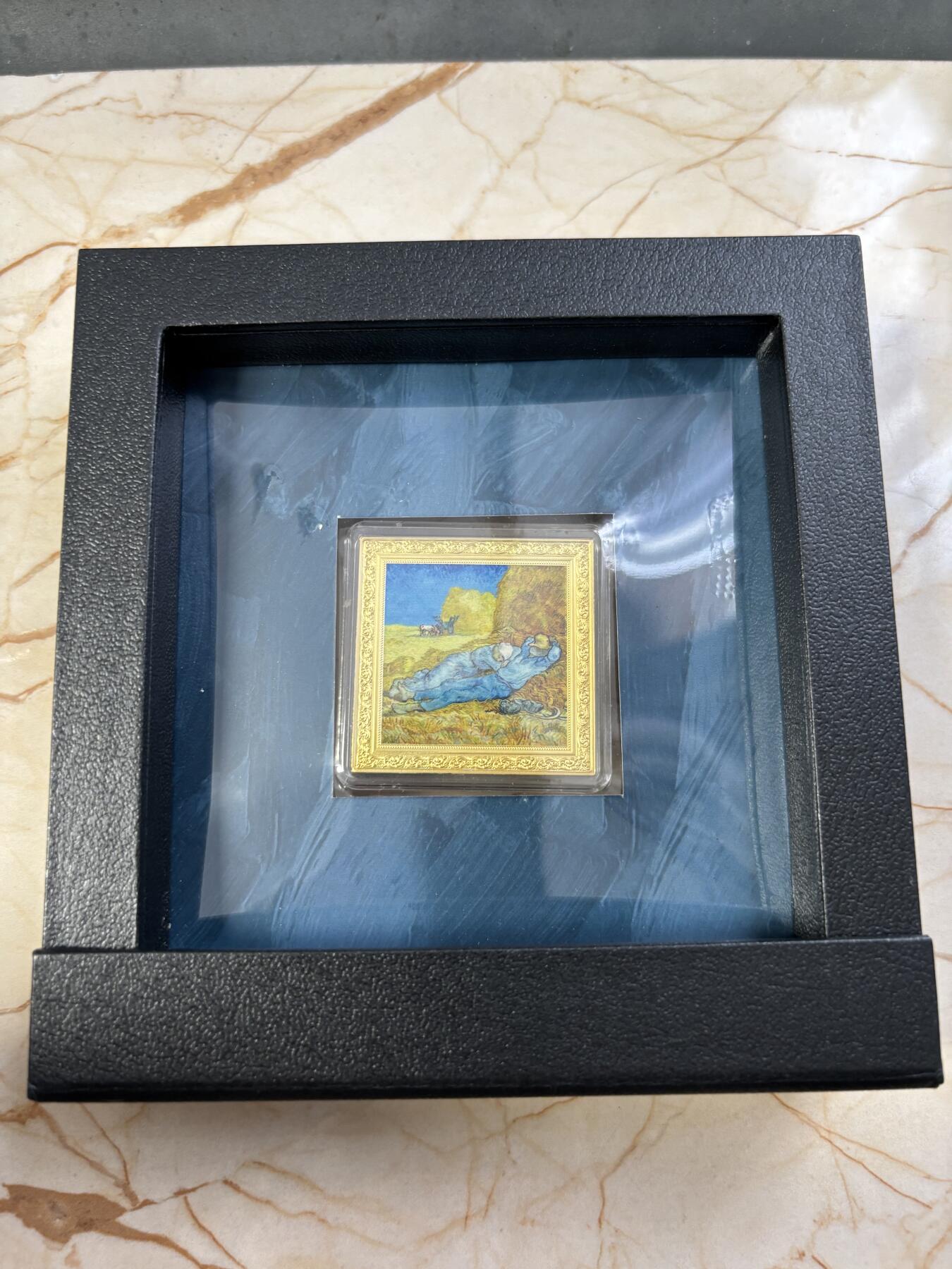 第188期拍卖 纽埃2023年世界名画系列梵高午睡1盎司镀金彩银币，999银镀金，1盎司，发行999枚