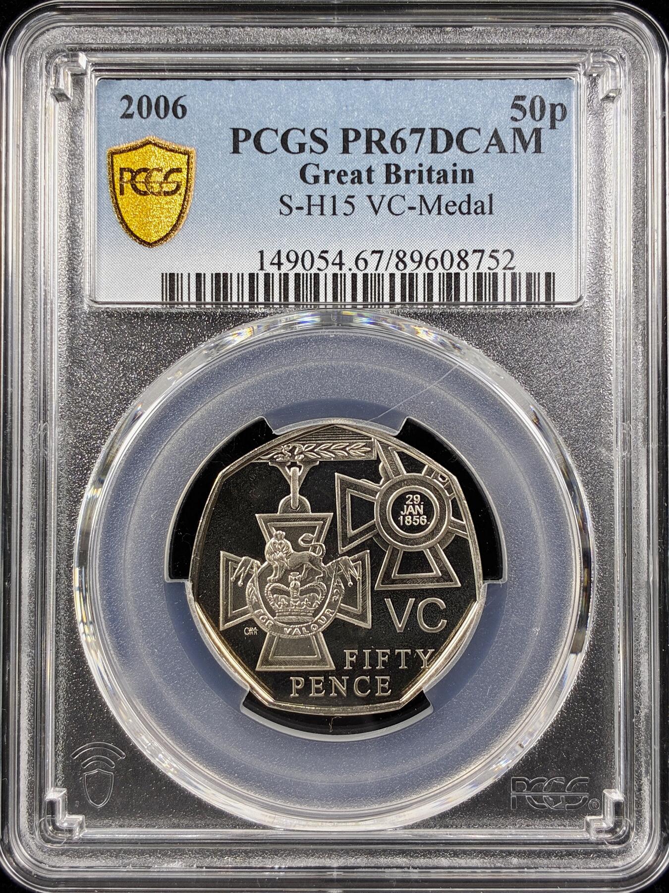 【雨安】【直播拍卖】【第0124期-评级币章】2026-01-17 周六 19:30 [评级现代] Great Britain 英国 50便士 2006年 VC-Medal PCGS-PR67DCAM 精制币