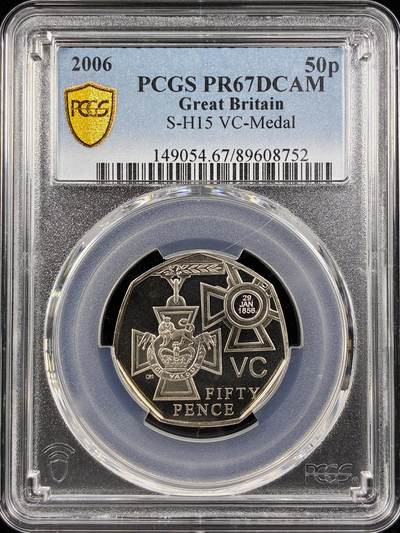 【雨安】【直播拍卖】【第0124期-评级币章】2026-01-17 周六 19:30 - [评级现代] Great Britain 英国 50便士 2006年 VC-Medal PCGS-PR67DCAM 精制币