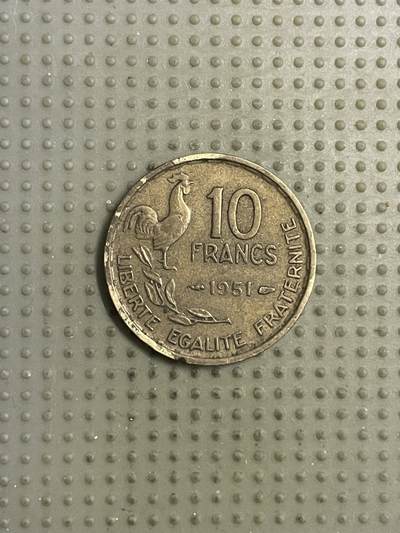 2026年第12场各国散币拍卖（总第162场）16.17两天外出，18号可以发货 - 法国1951年10法郎