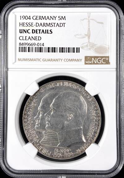 【雨安】【直播拍卖】【第0124期-评级币章】2026-01-17 周六 19:30 - [评级德国] Germany 德国 帝国 J.075 黑森-达姆施塔特 5马克 (1904) 腓力一世400周年 1904年  NGC-UNC
