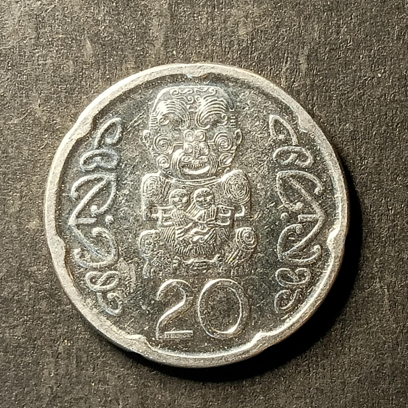 逸泉钱币2026A世界散币纸币纪念币专场A第一场 309 新西兰20分硬币毛利人图腾女王