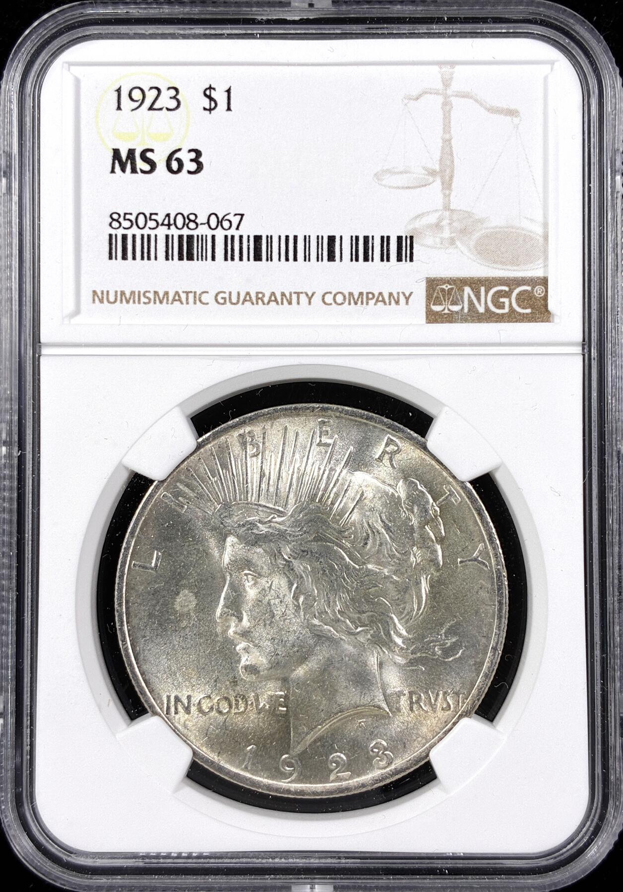 【雨安】【直播拍卖】【第0124期-评级币章】2026-01-17 周六 19:30 [评级美洲] USA 美国 1美元 (1921-1935) 和平鸽 1923年  NGC-MS63