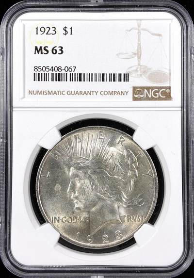 【雨安】【直播拍卖】【第0124期-评级币章】2026-01-17 周六 19:30 - [评级美洲] USA 美国 1美元 (1921-1935) 和平鸽 1923年  NGC-MS63