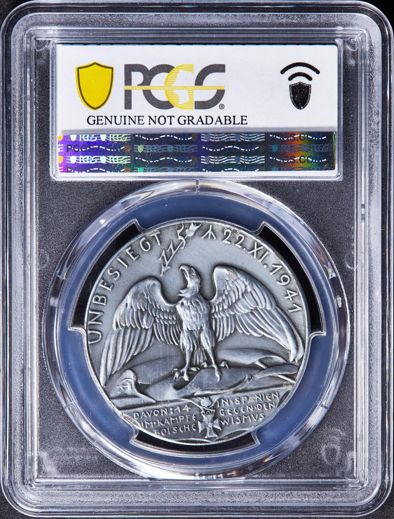 【俄甄集藏】“万象更新、马呈祥瑞”迎新春俄甄精品场-2026年(047)01-21 星期三 晚 19:30 全场包邮 德国第三帝国1941年纪念王牌飞行员维尔纳·莫尔德斯逝世超锌章，PCGS Genuine，卡尔·哥茨作品，少见品种