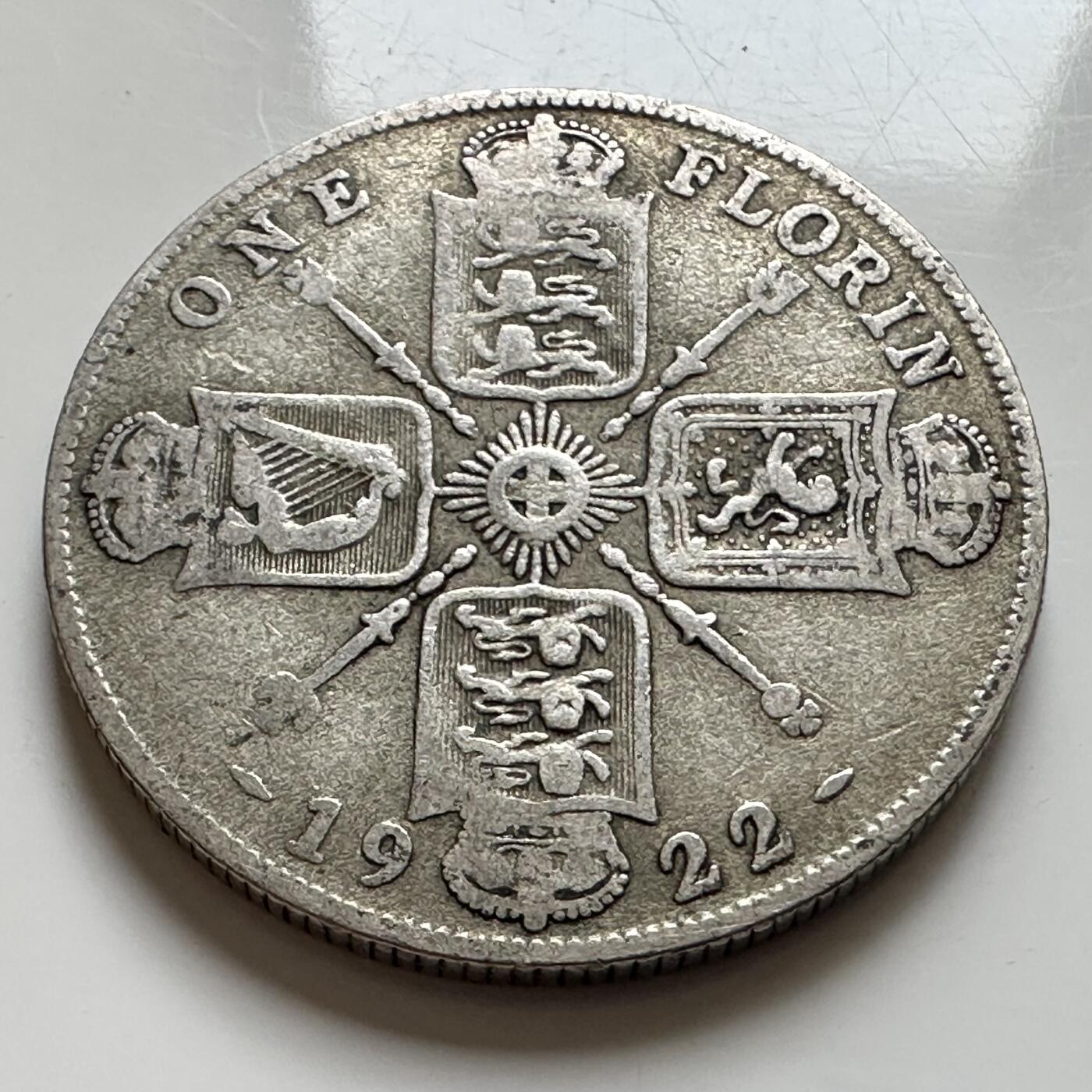 🌹外币初藏🌹🐯2026年第8场  每周二四六晚8️⃣点 接代拍 英国1922年1弗洛林银币 11.3克50%银 a