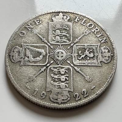 🌹外币初藏🌹🐯2026年第8场  每周二四六晚8️⃣点 接代拍 - 英国1922年1弗洛林银币 11.3克50%银 a