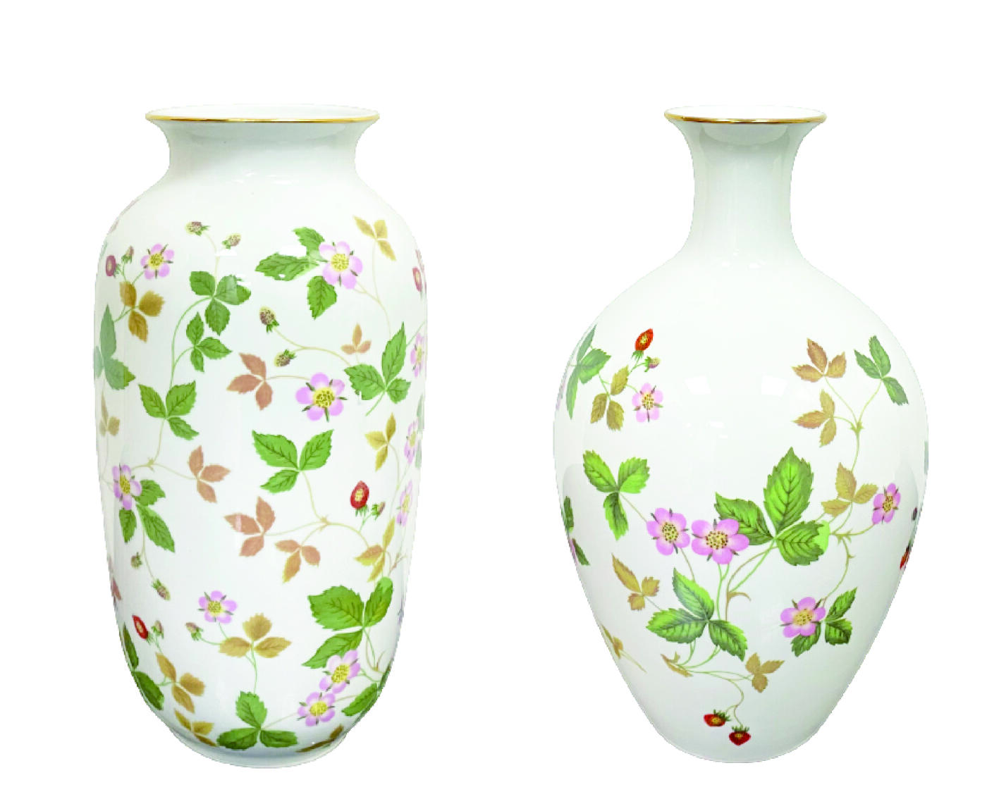 上海拍卖行2025年秋季古董珍玩拍卖会 英国Wedgwood野草莓系列大花瓶(H:27cm,H:25cm,全新,两种款式全)