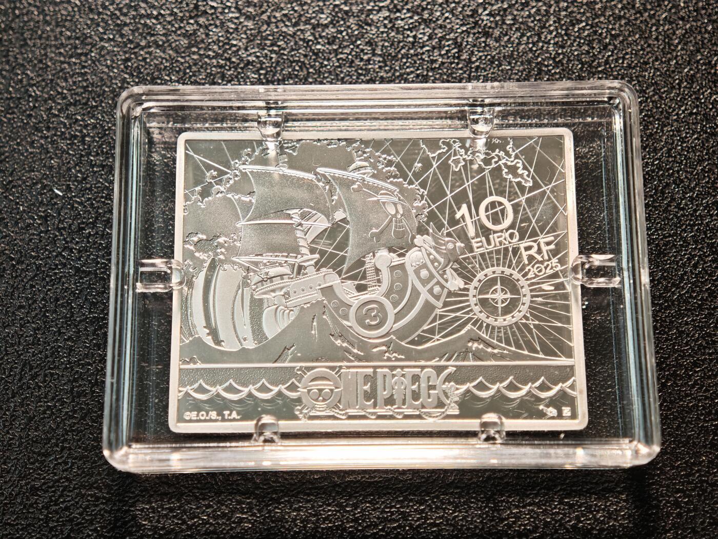 【德藏】世界币章拍卖第162期（拍品征集中~欢迎藏友联系） 2025年 法国青春系列-海贼王10欧元矩形精制纪念银币 原盒 原证书 38mm*29mm 22.2g 999银