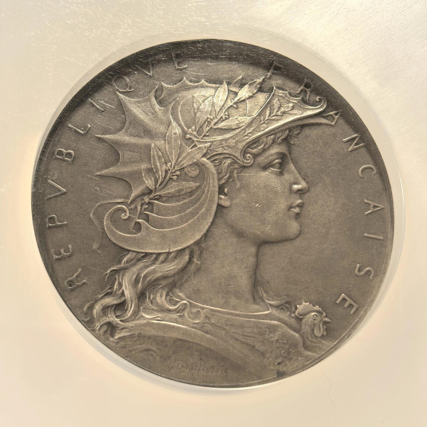 博洋堂世界钱币拍卖第157期（全场包邮） NGC MS62 法国1900年以前的射击节巨大银章，50mm大尺寸，背面设计生动活泼