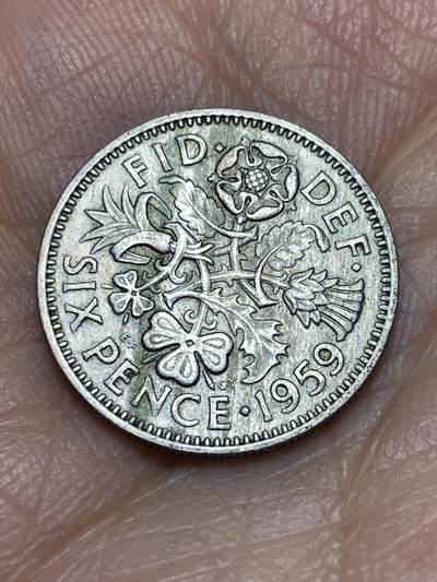 2026年第八场(总第一百七十七场）外国好品散币场(免佣金) - 英国🇬🇧1959年6便士(伊丽莎白二世青年桂冠第二版)