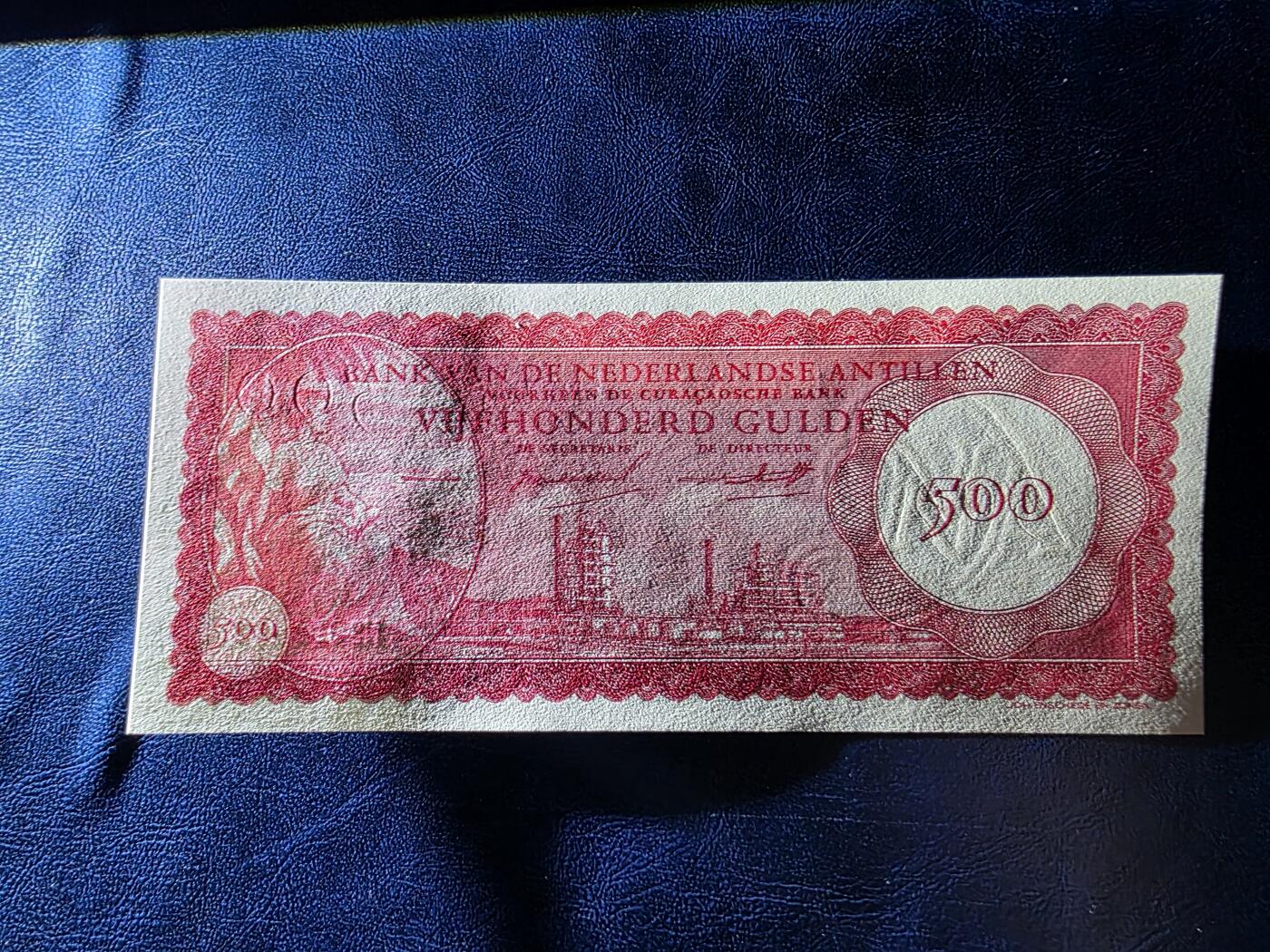 叁拾收藏第34期 安的列斯1962年500盾  UNC