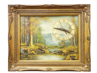 上海拍卖行2025年秋季古董珍玩拍卖会 - 法国品牌油画作品(50.5x42.5cm,附石英时计)