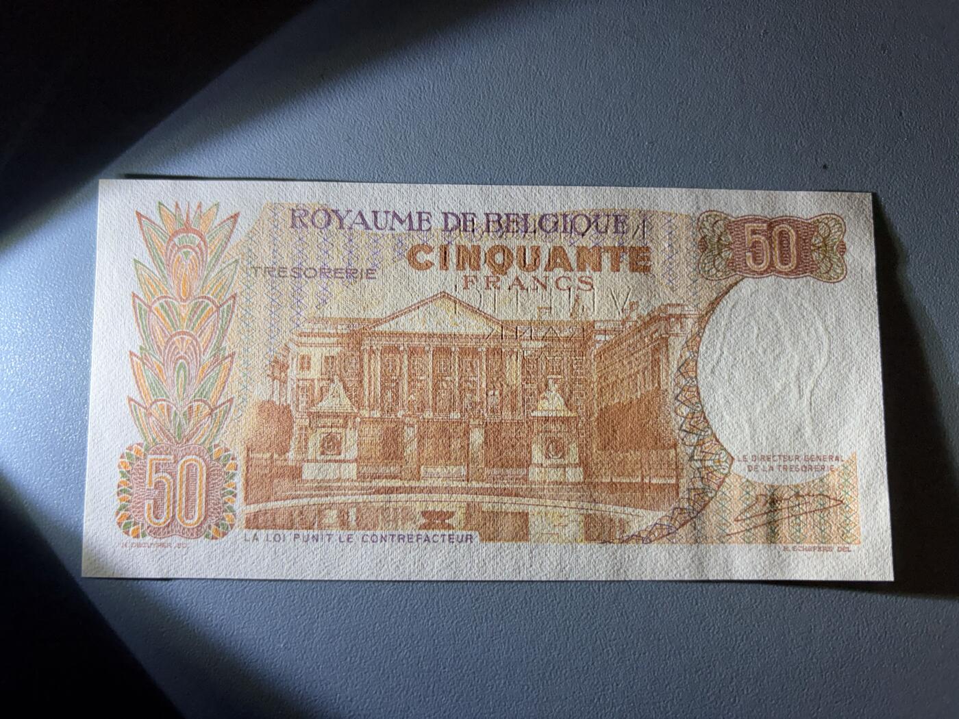 咖啡豆•收藏 2026年Jan_21th世界各国纸币拍卖 比利时 1966年 50法郎 全新UNC 外国纸币