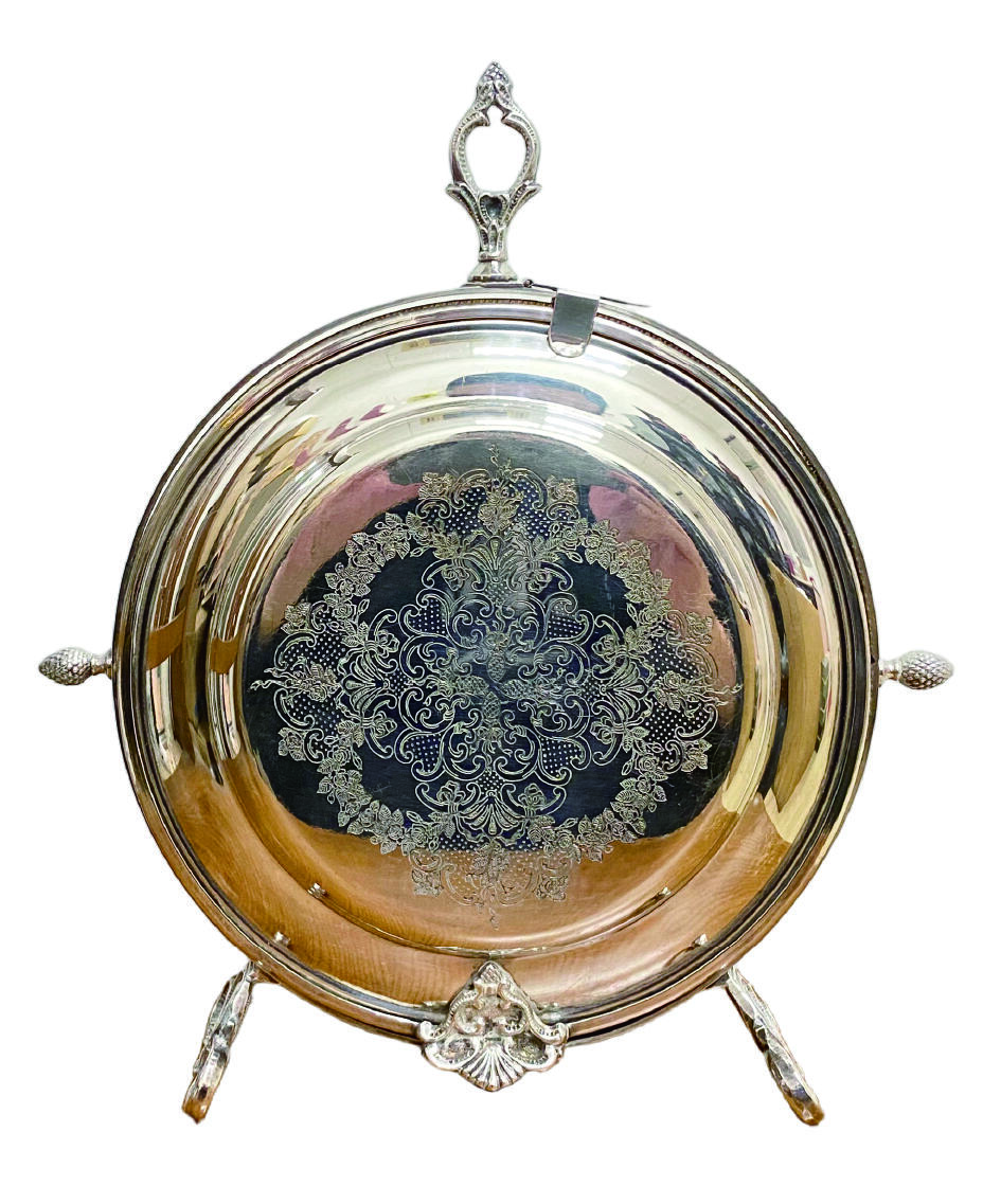 上海拍卖行2025年秋季古董珍玩拍卖会 19世纪英国维多利亚时期银质折叠式多层下午茶点心碟(H:28cm)