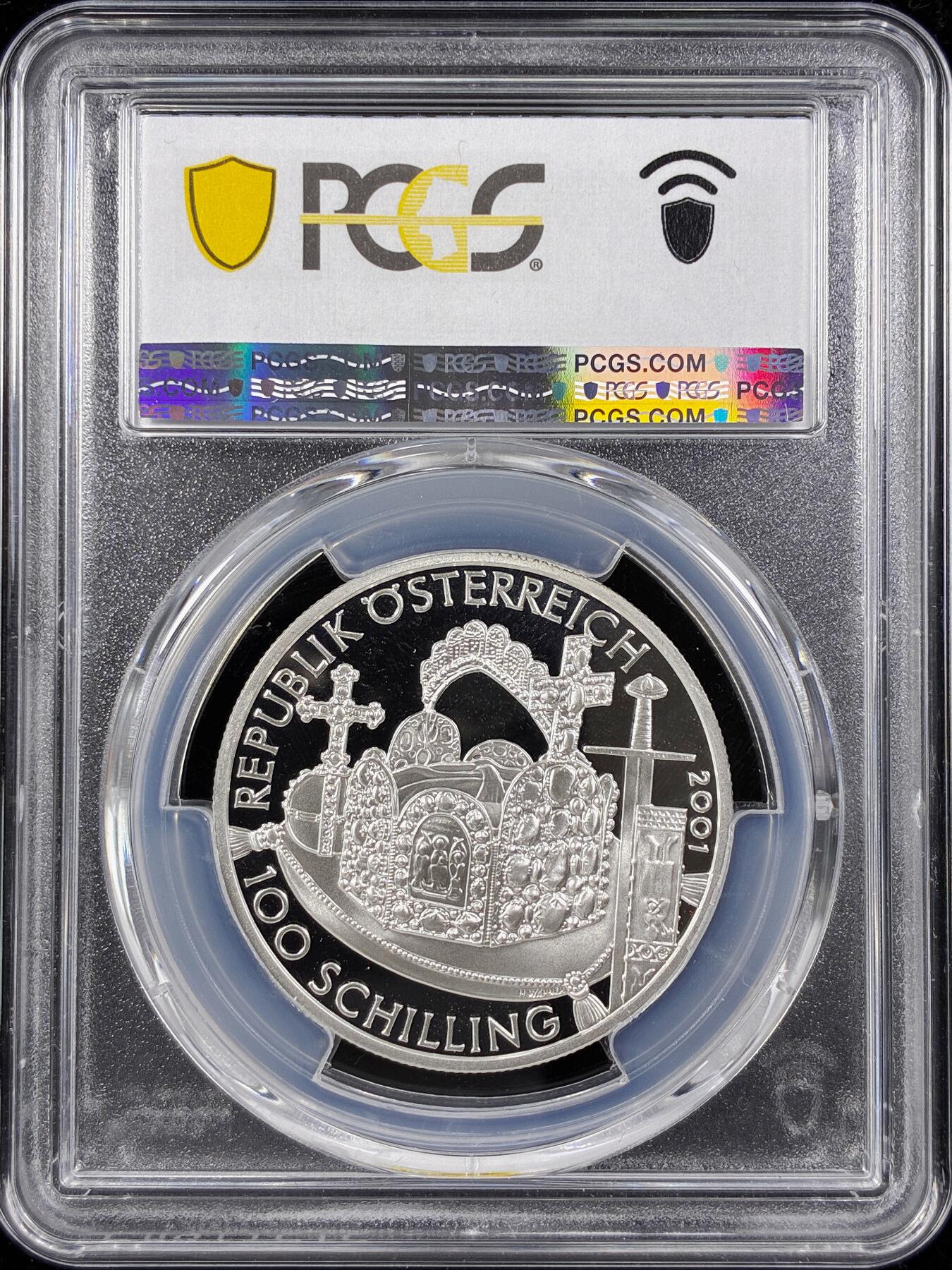 【雨安】【直播拍卖】【第0124期-评级币章】2026-01-17 周六 19:30 [评级现代] Austria 奥地利 100先令 2001年 查理曼 PCGS-PR69DCAM 精制币