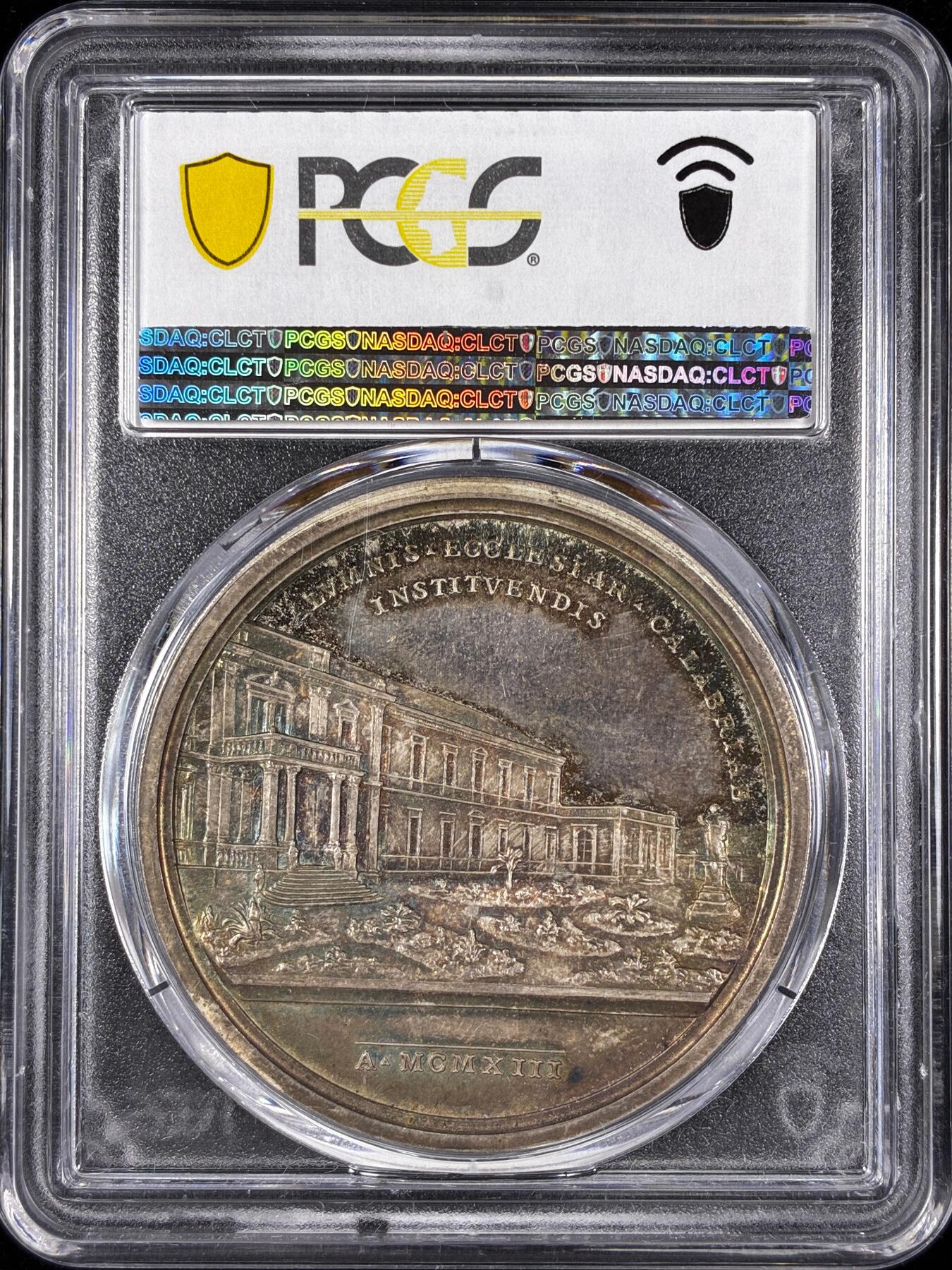 【雨安】【直播拍卖】【第0124期-评级币章】2026-01-17 周六 19:30 [评级章] Vatican [章] 梵蒂冈 1913年 庇护十世 银章 背:新卡拉布里亚神学院 PCGS-SP65