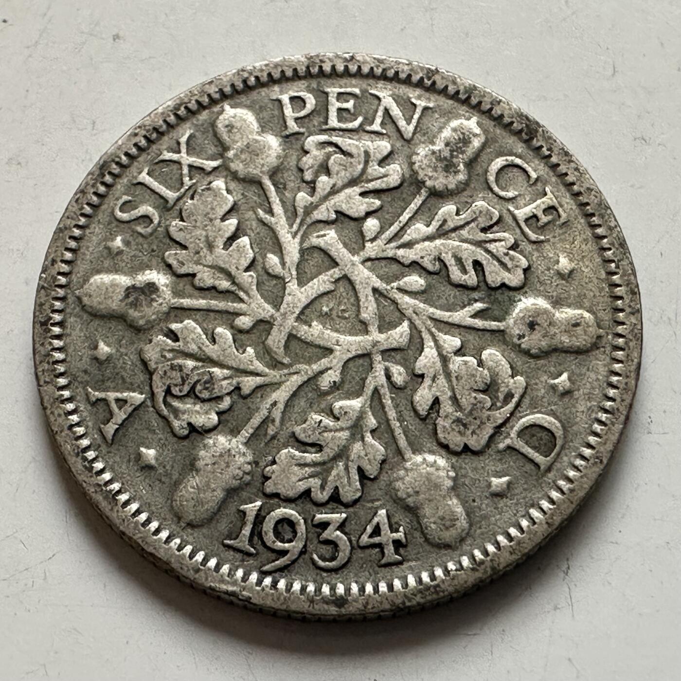 🌹外币初藏🌹🐯2026年第8场  每周二四六晚8️⃣点 接代拍 英国1934年6便士银币 2.8克50%银