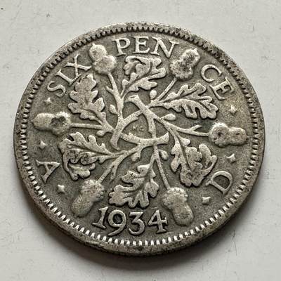 🌹外币初藏🌹🐯2026年第8场  每周二四六晚8️⃣点 接代拍 - 英国1934年6便士银币 2.8克50%银