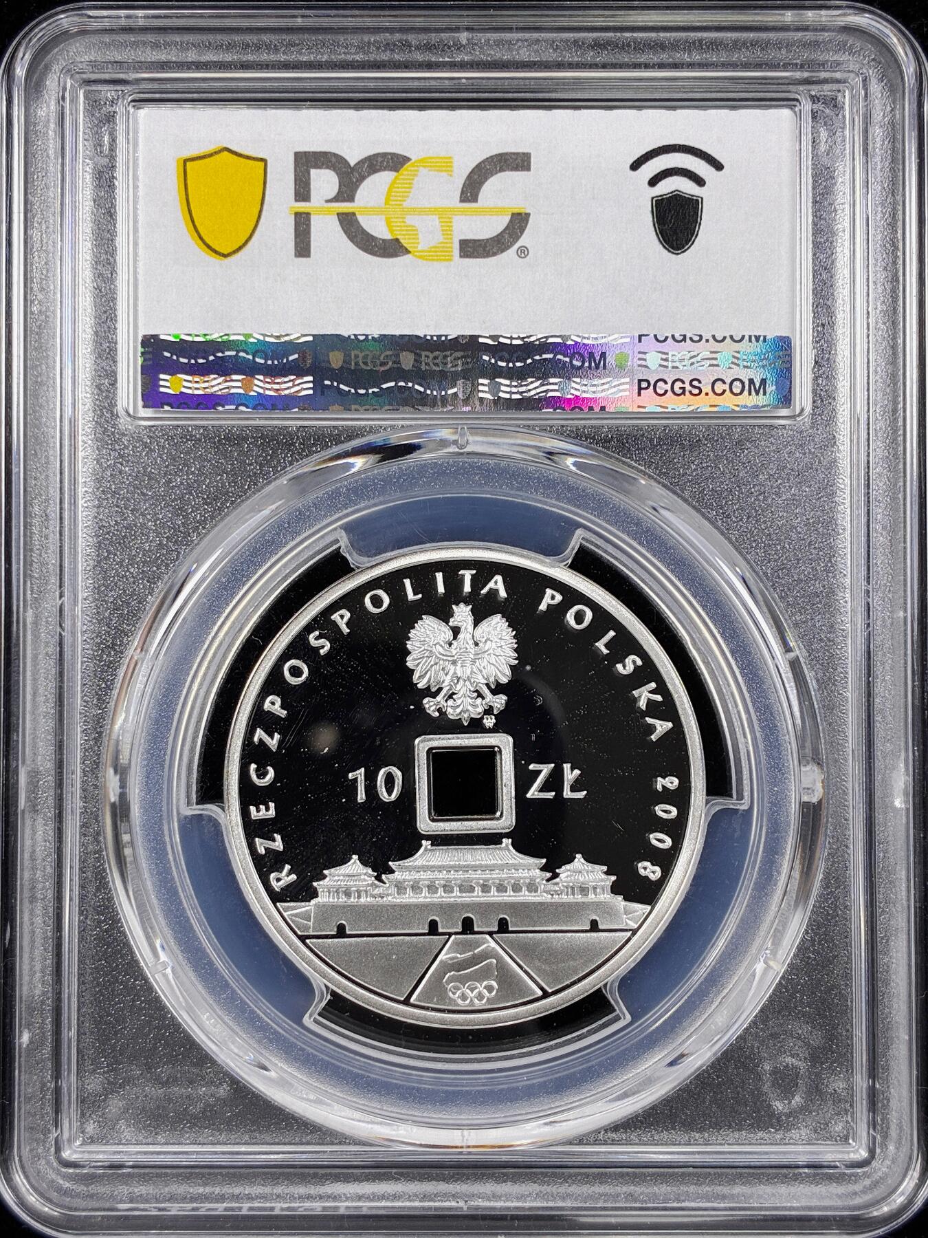 【雨安】【直播拍卖】【第0124期-评级币章】2026-01-17 周六 19:30 [评级现代] Poland 波兰 10兹罗提 2008年 北京奥运 PCGS-PR69DCAM 精制币