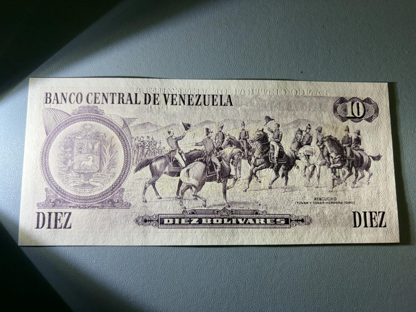 咖啡豆•收藏 2026年Jan_21th世界各国纸币拍卖 委内瑞拉 1981年 10玻利瓦尔 全新UNC 外国纸币 豹子号